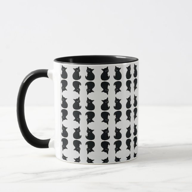Caneca Pequeno padrão de gatinhos pretos (Esquerda)