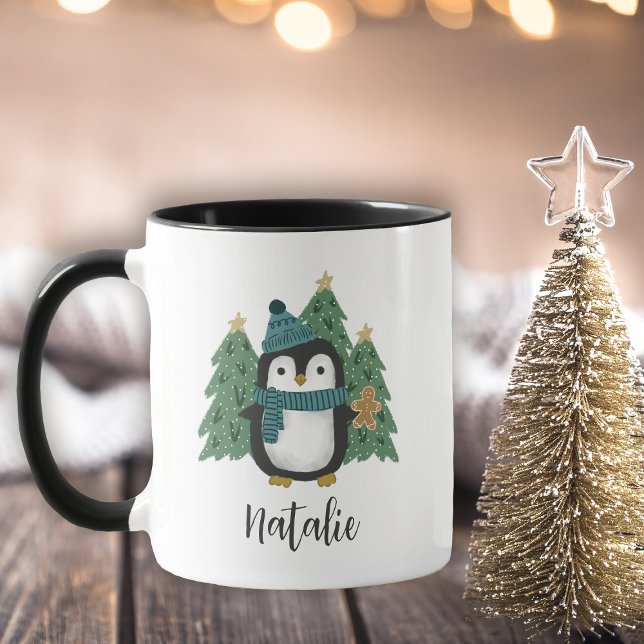 Caneca Pequeno Pinguim de Natal Bonito (Criador carregado)
