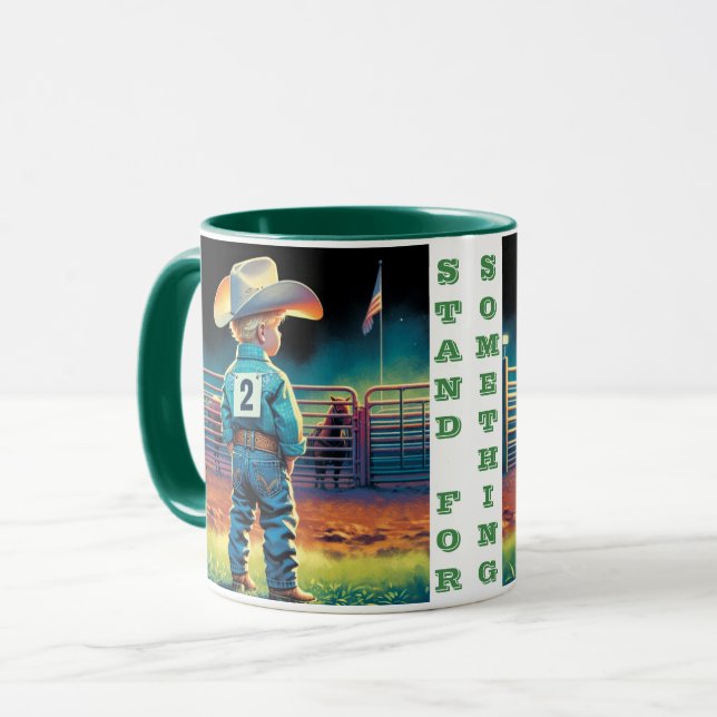 Caneca Pequeno Vaqueiro em Rodeo Fence American Flag Hors (Frente Esquerda)