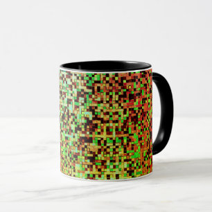 Caneca Pequenos quadrados ou azulejos verdes e castanhos