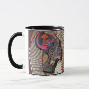 Caneca Perfil de mulher africana numa cesta tecida