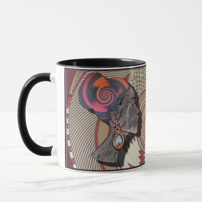 Caneca Perfil de mulher africana numa cesta tecida (Esquerda)
