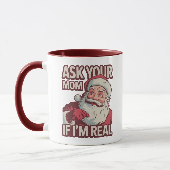 Caneca Pergunte a sua mãe se sou Papais noeis engraçados  (Esquerda)