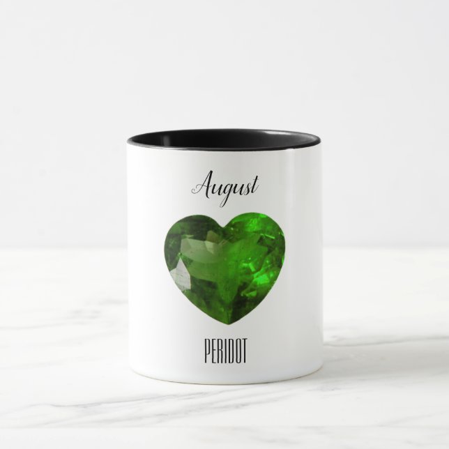 Caneca Peridot Green Heart Coffee Mug August Gemstone (Centro)