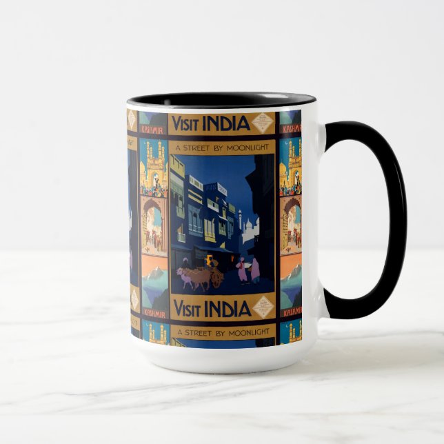 Caneca Pernas de colagem do Poster de viagens da Índia (Direita)