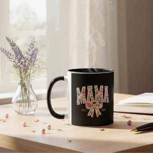 Caneca Pérola Floral Mãe Varsity Maternidade Arte