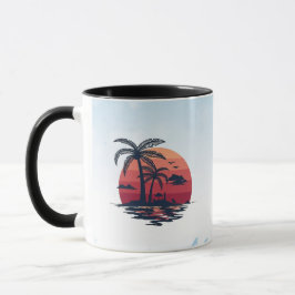 Caneca Perseguindo Pôr do Sol para Sempre Palmeira Tropic