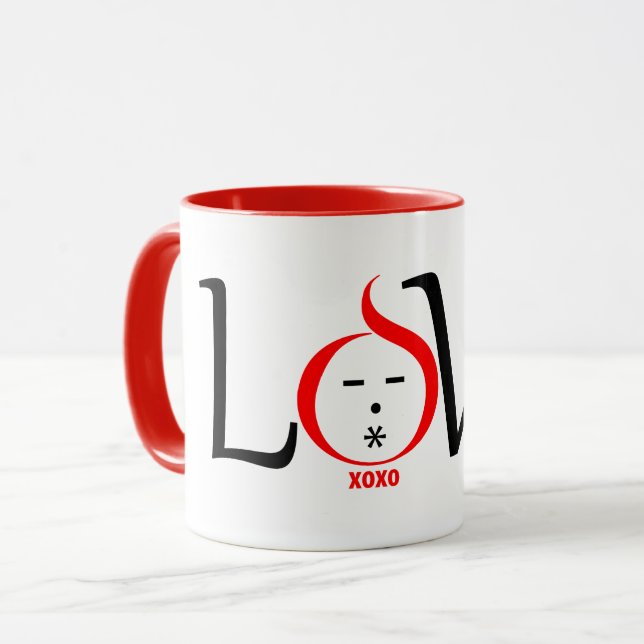 Caneca Personagem de design de Amor Divertido com xoxo (Frente Esquerda)