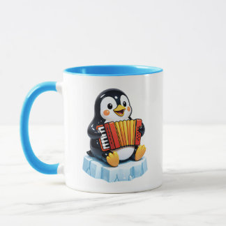 Caneca Personagem de Música Fofa de Pinguim Tema Azul