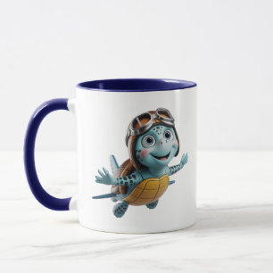 Caneca Personagem Fofa de Tartaruga Marinha Aviadora com