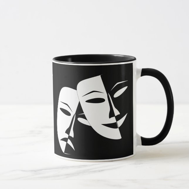 Caneca Personalidade Branco Preto Tragédia em Comédia de  (Direita)