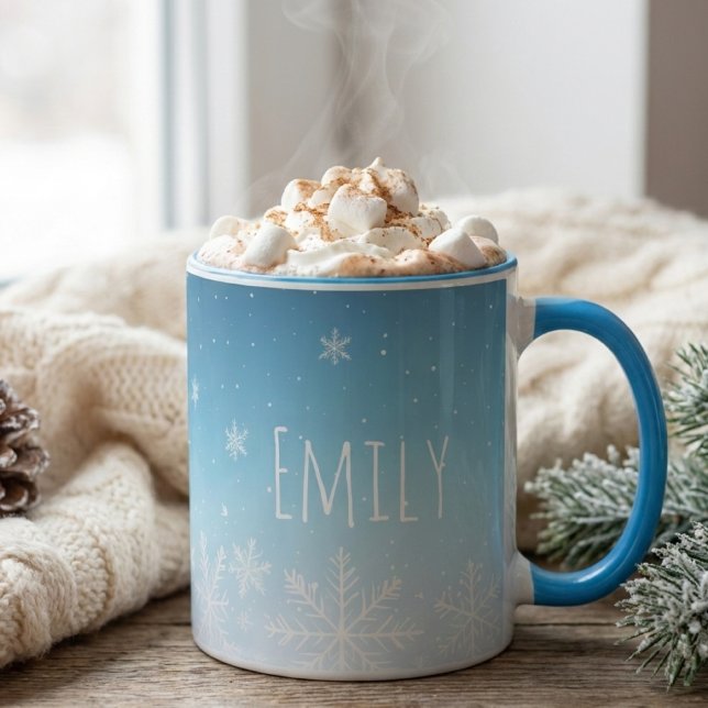 Caneca personalise name snowflake winter cold vibe mug  (Criador carregado)