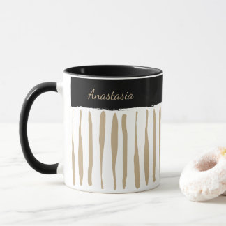 Caneca Personalised Black and Gold Artistic Stripes