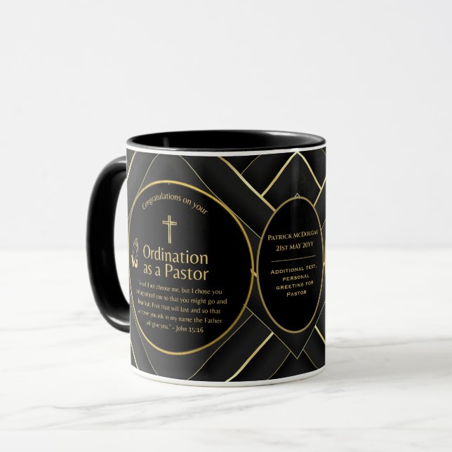 Caneca Personalização da Ordenação de Deacon do Pastor Do (Frente Esquerda)