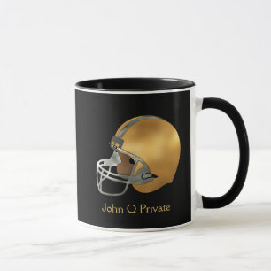 Caneca Personalização do Capacete de Futebol Dourado e Pr