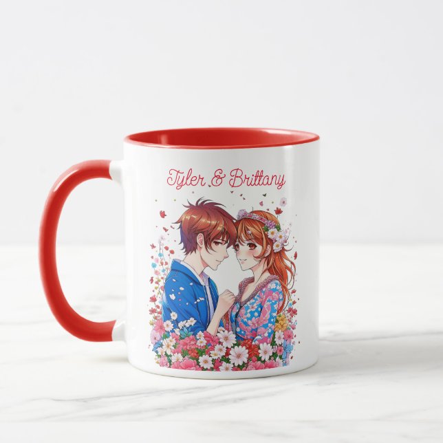 Caneca Personalização do Cudling do Casal de Animação Bas (Esquerda)
