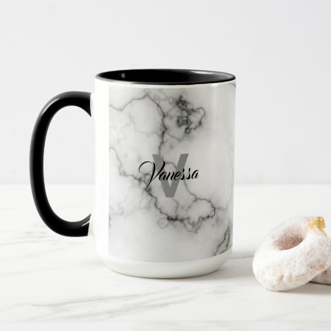 Caneca Personalização do padrão Marble (Com Donut)