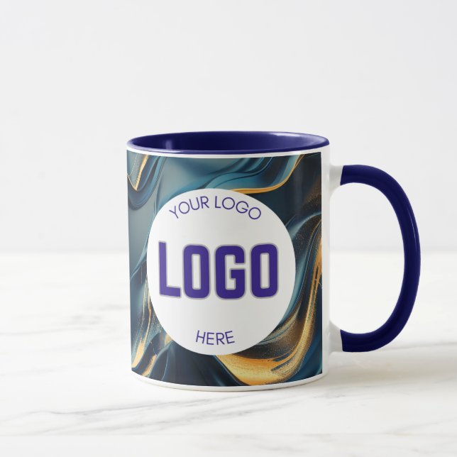 Caneca Personalizada Azul Marinho e Dourado Boho M (Direita)