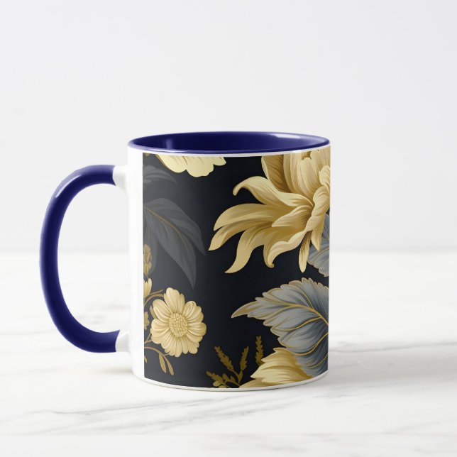 Caneca Personalizada Azul Marinho e Dourado Boho M (Esquerda)