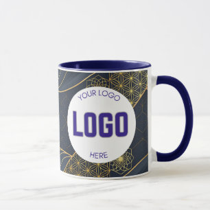Caneca Personalizada Azul Marinho e Dourado Boho M