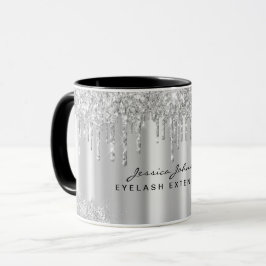 Caneca Personalizada Brilhante Cinza Prata Moderno
