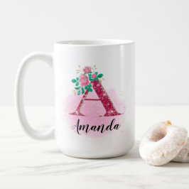 Caneca personalizada, brilho A monograma, nome per