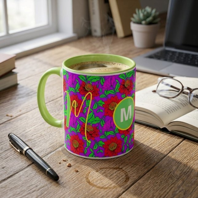 Caneca Personalizada | Caneca com Inicial Monogram (monogrammed flowers for girls mugs)