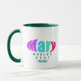 Caneca Personalizada Colorida "Mary" Melhor Mãe e Amigo, 