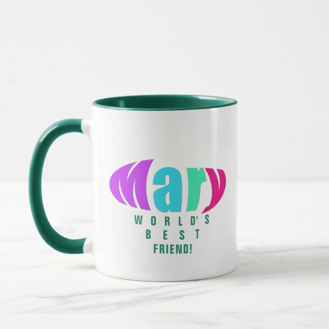 Caneca Personalizada Colorida "Mary" Melhor Mãe e Amigo,  (Esquerda)