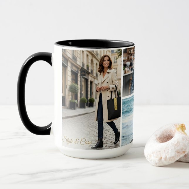 Caneca Personalizada com Layout de Quatro Imagens  (Com Donut)