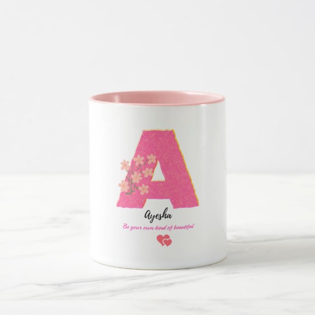 Caneca personalizada com letra floral A / monogram (Centro)