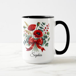 Caneca Personalizada com Nome e Flor de Papoula co