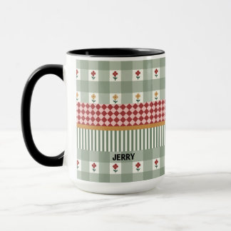 Caneca Personalizada com Nome e Floral em Verde Sá