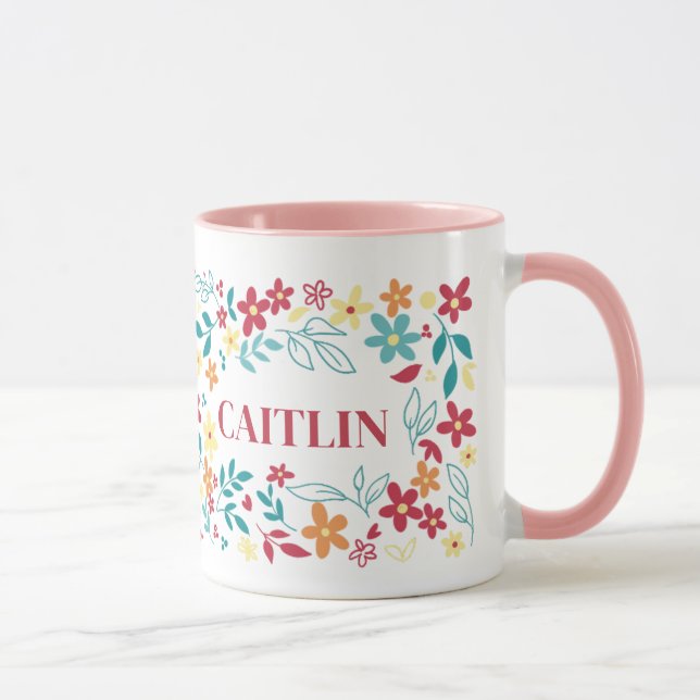 Caneca Personalizada com Nome e Flores –  (Direita)