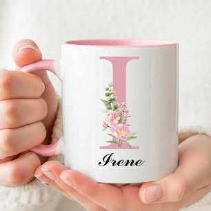 Caneca Personalizada com Nome e Flores Rosa Obriga