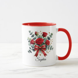 Caneca Personalizada com Nome e Rosa Vermelha de P
