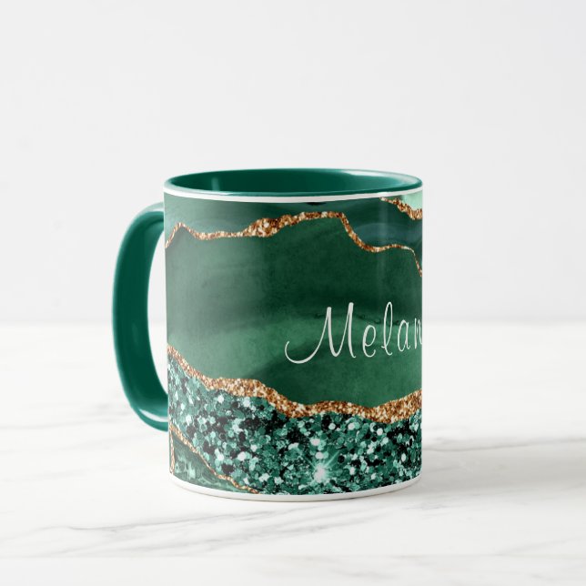 Caneca Personalizada com Nome em Mármore Verde Esm (Frente Esquerda)