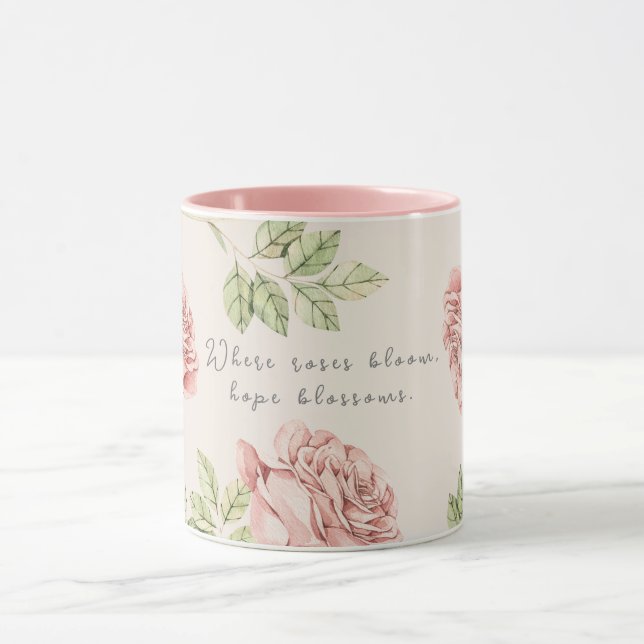 Caneca personalizada com um motivo de rosa (Centro)