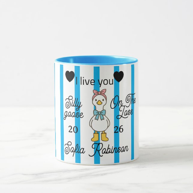 Caneca Personalizada Cute Silly Goose Faixa Rosa (Centro)