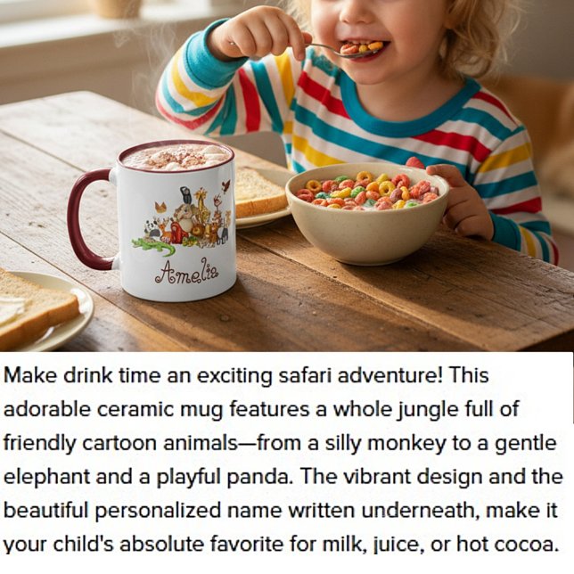 Caneca personalizada de animais para crianças (Criador carregado)