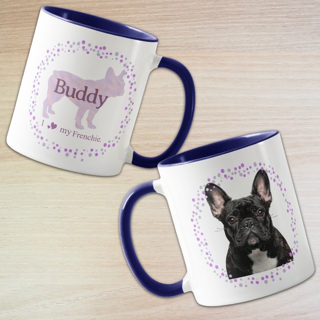 Caneca personalizada de bulldog francês lavanda (Criador carregado)