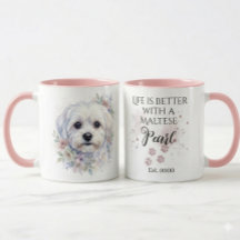 Caneca Personalizada de Cachorro Maltês com Aquare