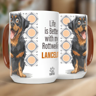 Caneca Personalizada de Cachorro Rottweiler 15oz