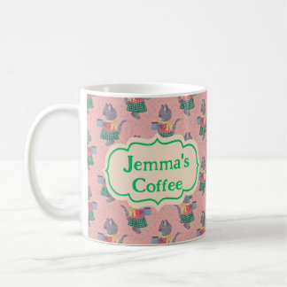 Caneca Personalizada de Café - Design de Gatos Ret