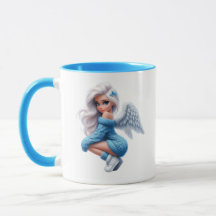 Caneca Personalizada de Duas Cores Anjo Azul Fofo