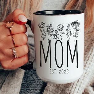 Caneca Personalizada de Flores para Mamãe, Present