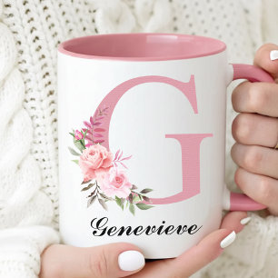 Caneca Personalizada de Flores Silvestres Rosa Pre