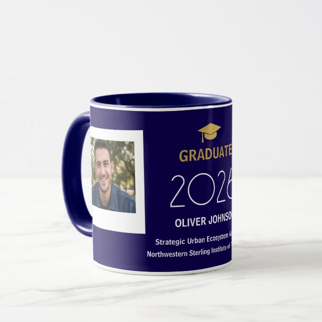 Caneca Personalizada de Formatura com Texto e Foto (Frente Esquerda)
