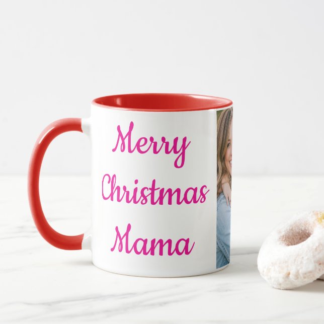 Caneca Personalizada de Foto 'Feliz Natal Mamãe' | (Com Donut)