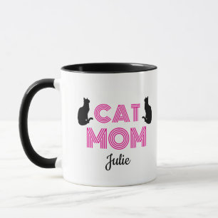 Caneca Personalizada de Gata Mãe com Silhuetas de
